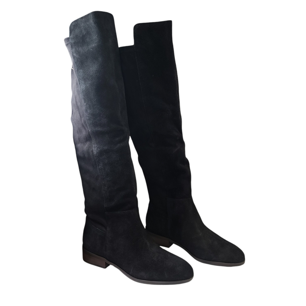 Calypso Womens Suede Tall Over-the-Knee Boots - Black Oiled Suede 7.5M - Picture 6 of 8